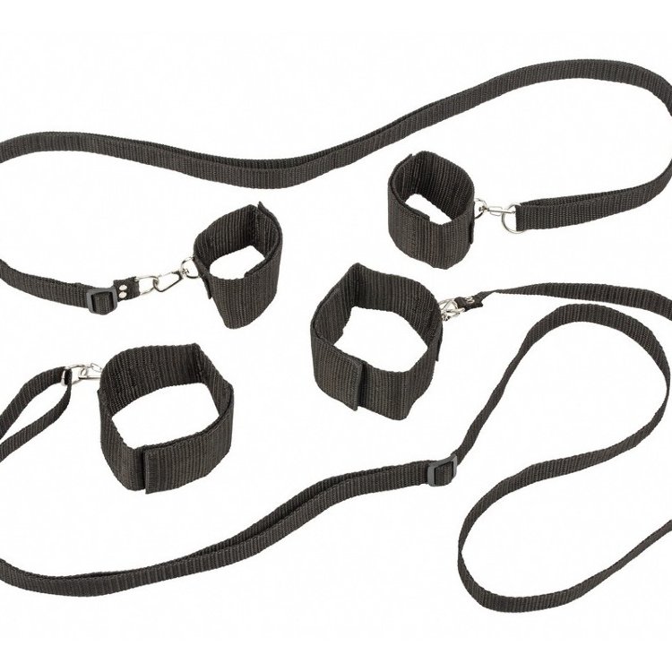 Ошейник с длинной лентой и наручниками Lola Toys Bondage Collection Plus Size, черный 1060-02lola - Lola Toys - Наручники - Купить